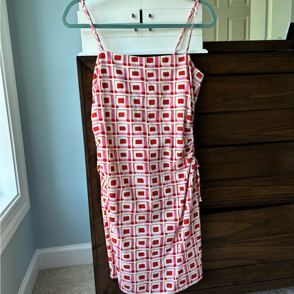 Zara Red and White Patterned Dress